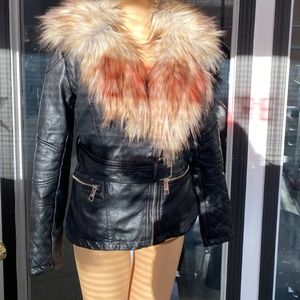 Guess fur leather jacket